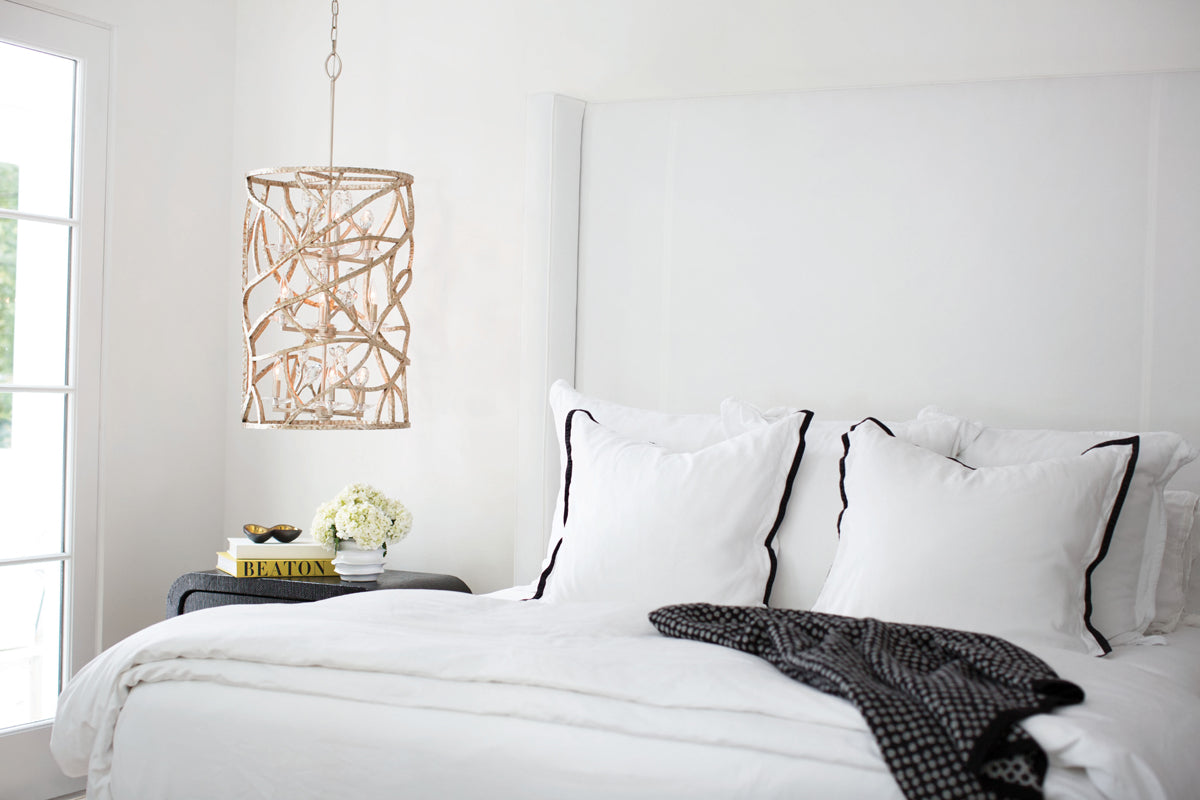 A Stylish Mini-Chandelier Hanging Bedside