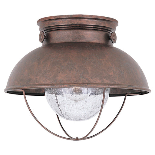 Sebring One Light Outdoor Flush Mount in Weathered Copper