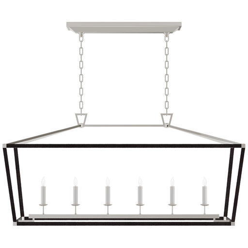 Darlana5 LED Linear Pendant in Polished Nickel and Black Rattan