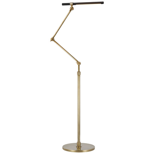 Heron LED Floor Lamp in Hand-Rubbed Antique Brass and Matte Black