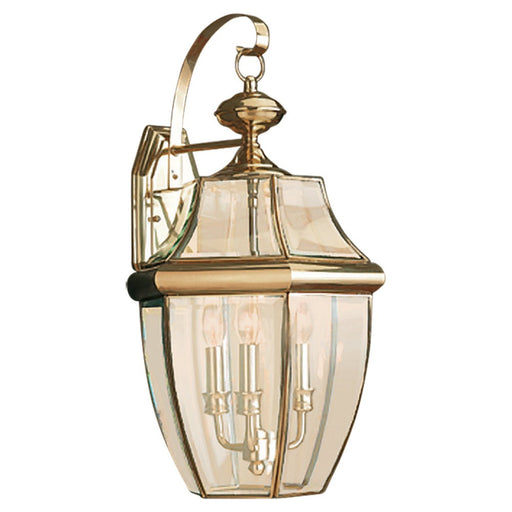 Lancaster Three Light Outdoor Wall Lantern in Polished Brass