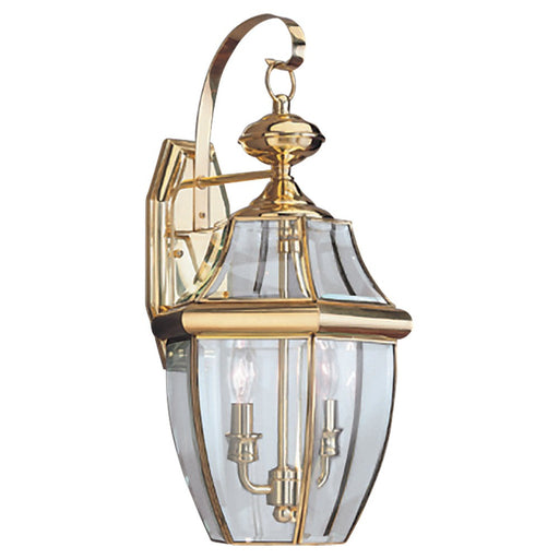 Lancaster Two Light Outdoor Wall Lantern in Polished Brass