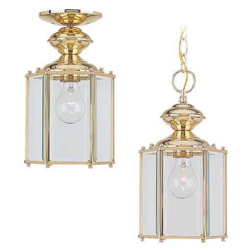 Classico One Light Outdoor Semi-Flush Convertible Pendant in Polished Brass