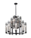 Ethan 12 Light Chandelier in Antique Forged Iron / Brushed Steel