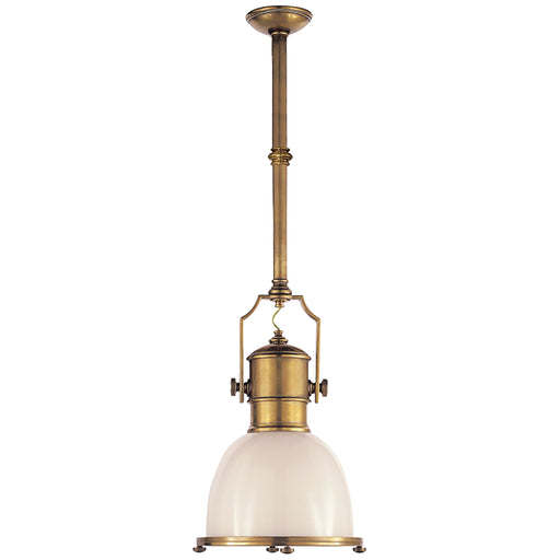 Country Industrial One Light Pendant in Antique-Burnished Brass