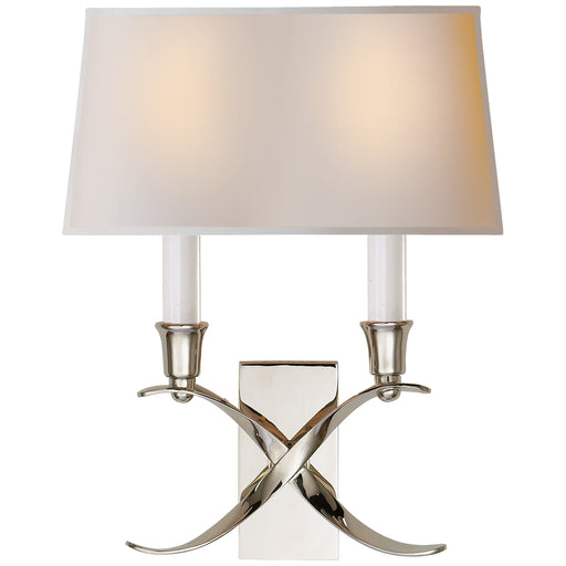 Cross Bouillotte Two Light Wall Sconce in Polished Nickel