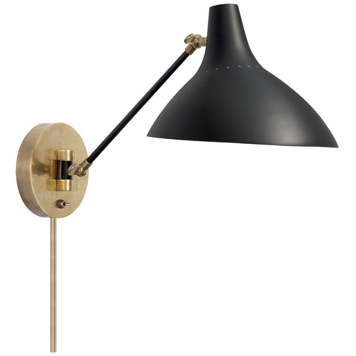 Charlton One Light Wall Sconce in Black and Brass