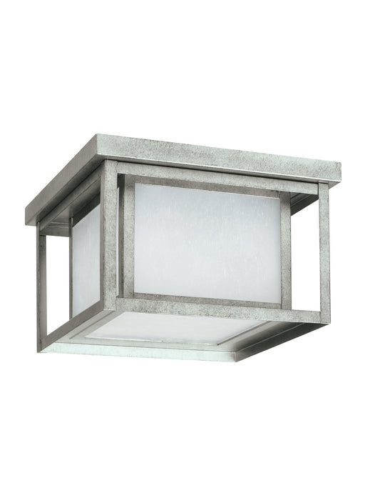 Hunnington Two Light Outdoor Flush Mount in Weathered Pewter