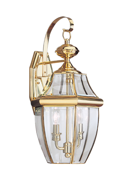Lancaster Two Light Outdoor Wall Lantern in Polished Brass