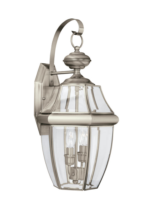 Lancaster Two Light Outdoor Wall Lantern in Antique Brushed Nickel