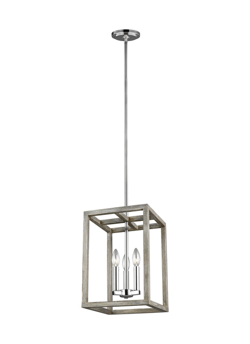 Moffet Street Three Light Hall / Foyer Pendant in Washed Pine