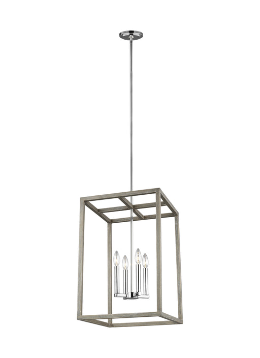 Moffet Street Four Light Hall / Foyer Pendant in Washed Pine
