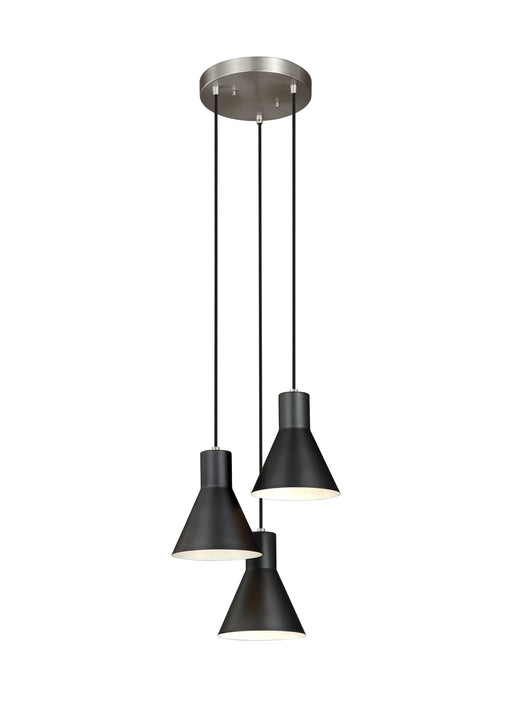 Towner Three Light Cluster Pendant in Brushed Nickel