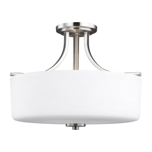 Canfield Three Light Semi-Flush Mount in Brushed Nickel