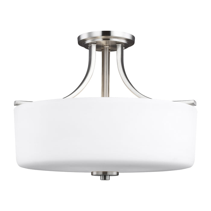Canfield Three Light Semi-Flush Mount in Brushed Nickel