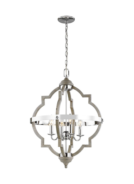 Socorro Four Light Hall / Foyer Pendant in Washed Pine