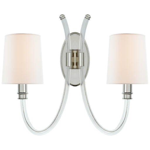 Clarice Two Light Wall Sconce in Crystal with Polished Nickel