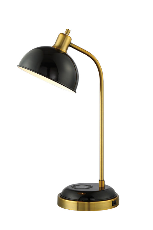 Claine Table Lamp with Wireless Charging Pad in Antique Bronze & Black - Lamps Expo