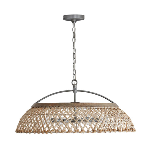 Rainey Six Light Pendant in Grey Wash and Antique Nickel