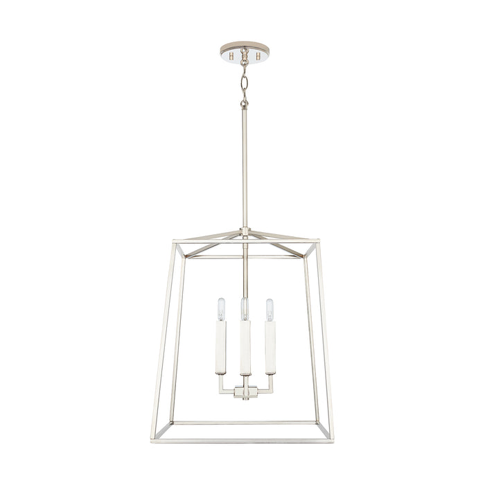 Thea Four Light Foyer Pendant in Polished Nickel