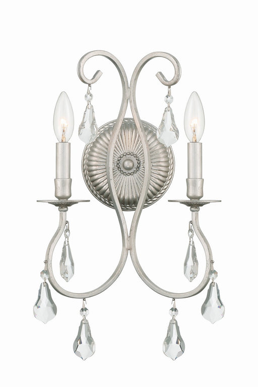 Ashton 2-Light Wall Mount in Olde Silver by Crystorama - MPN 5012-OS-CL-S