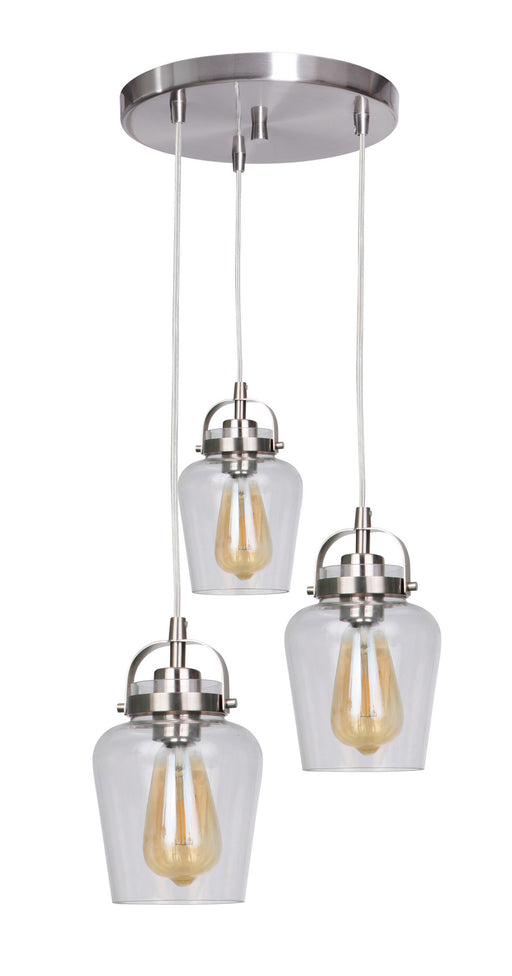 Trystan Three Light Pendant in Brushed Polished Nickel