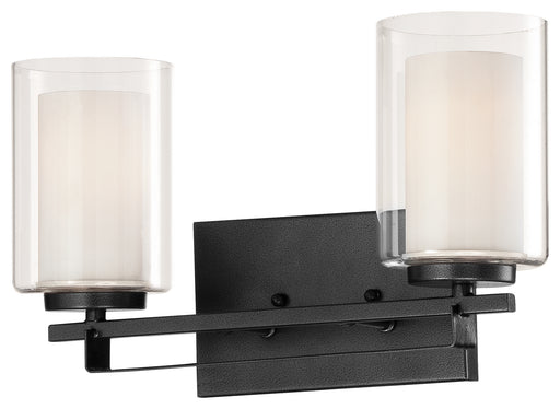 Parsons Studio 2-Light Bath Bar in Sand Coal & Etched White Glass