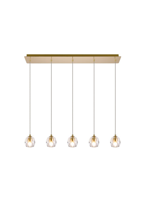 Eren 5-Light Pendant in Gold with Clear Royal Cut Crystal