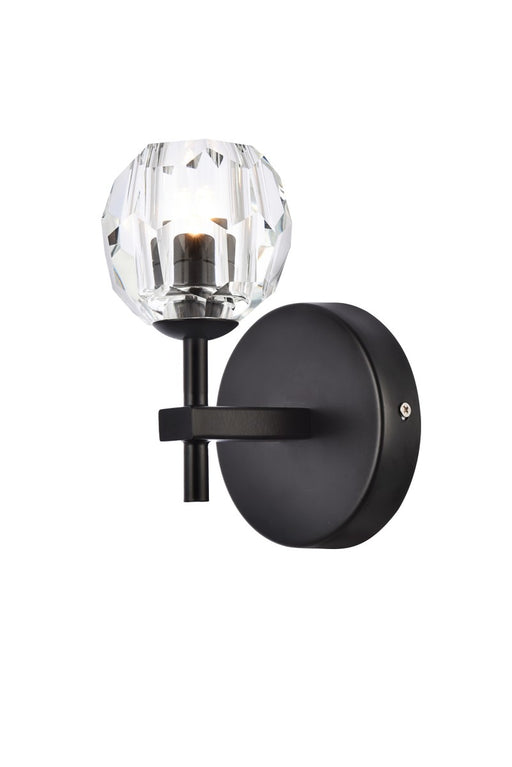 Eren 1-Light Wall Sconce in Black with Clear Royal Cut Crystal