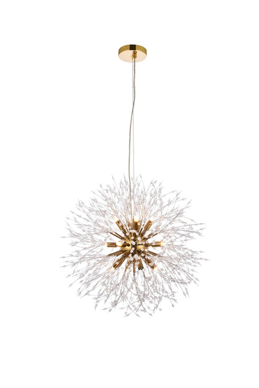 Solace 12-Light Pendant in Gold with Clear Royal Cut Crystal
