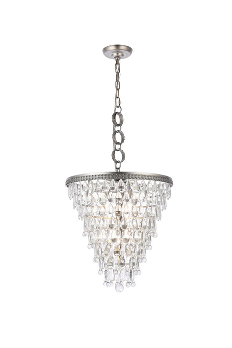 Nordic 5-Light Pendant in Antique Silver with Clear Royal Cut Crystal