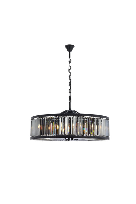 Chelsea 10-Light Chandelier in Matte Black with Silver Shade (Grey) Royal Cut Crystal