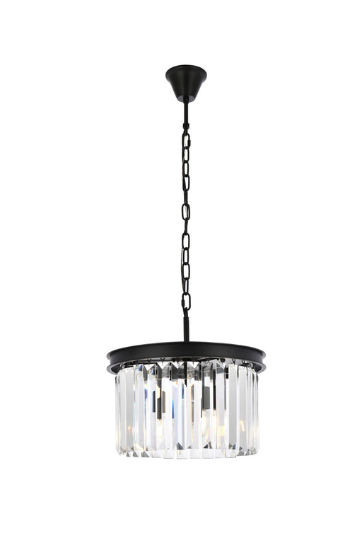 Sydney 3-Light Pendant in Matte Black with Clear Royal Cut Crystal