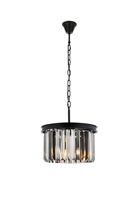 Sydney 3-Light Pendant in Matte Black with Silver Shade (Grey) Royal Cut Crystal