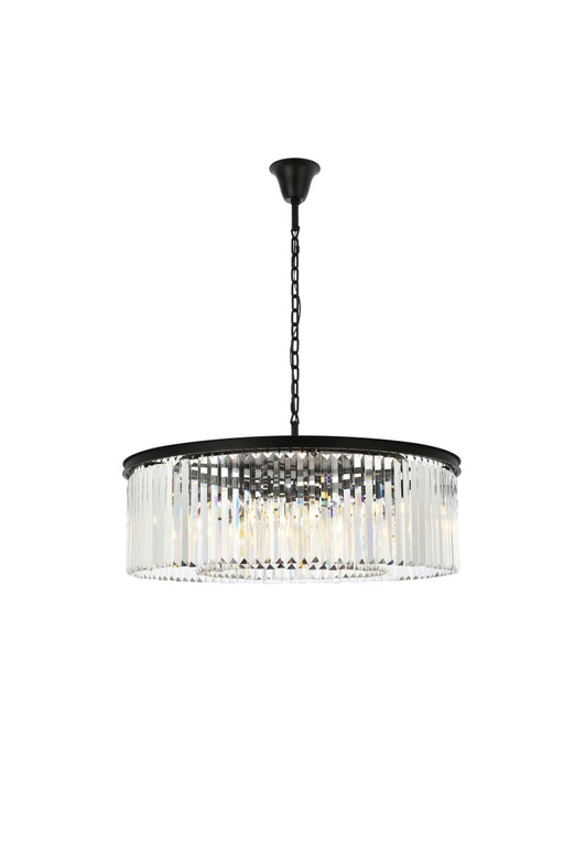 Sydney 10-Light Chandelier in Matte Black with Clear Royal Cut Crystal