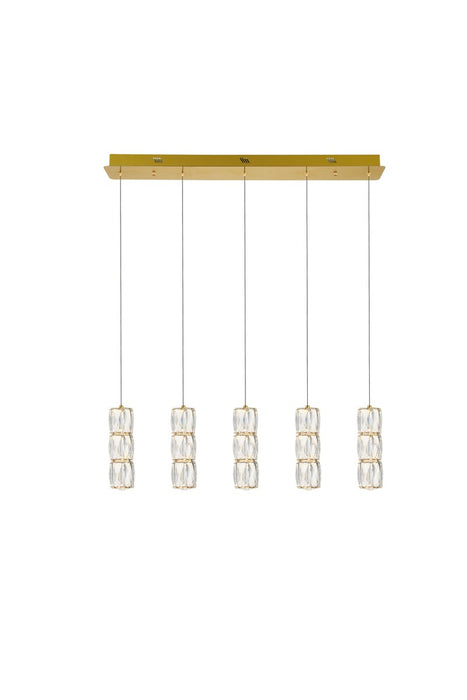 Polaris 5-Light Pendant in Gold with Clear royal cut Crystal