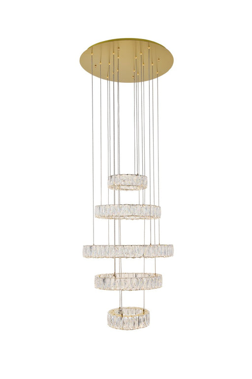 Monroe 5-Light Pendant in Gold with Clear royal cut Crystal