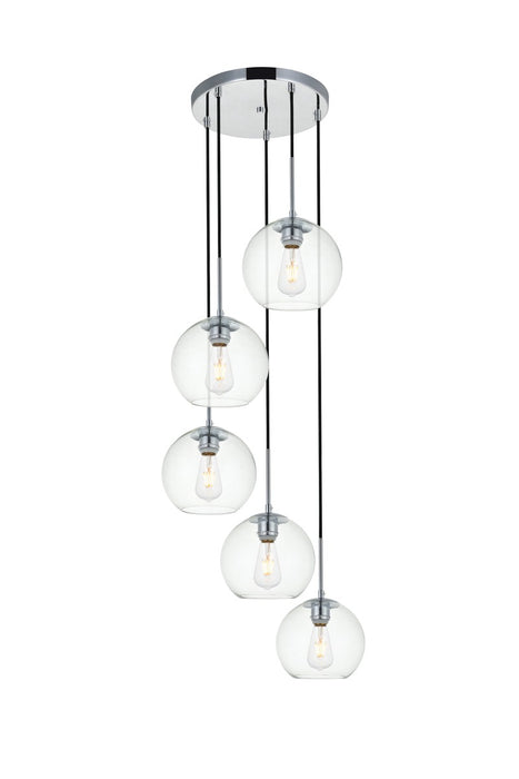 Baxter 5-Light Pendant in Chrome & Clear