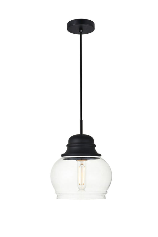 Kenna 1-Light Pendant in Black & Clear