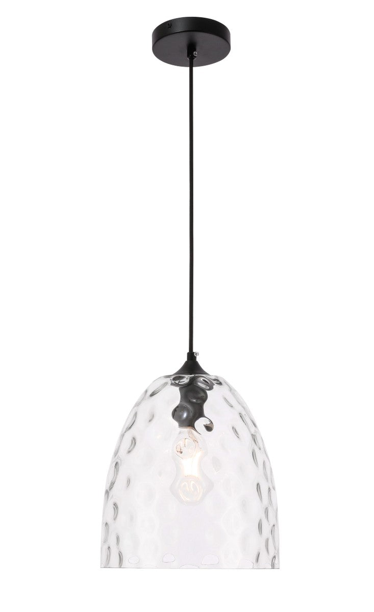Gibson 1-Light Pendant in Black & Clear Glass
