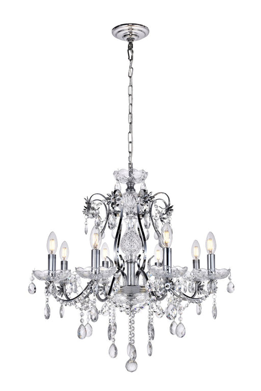 Voltaire 8-Light Chandelier in Chrome with Clear Royal Cut Crystal