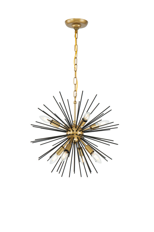 Timber 8-Light Pendant in Brass & Black