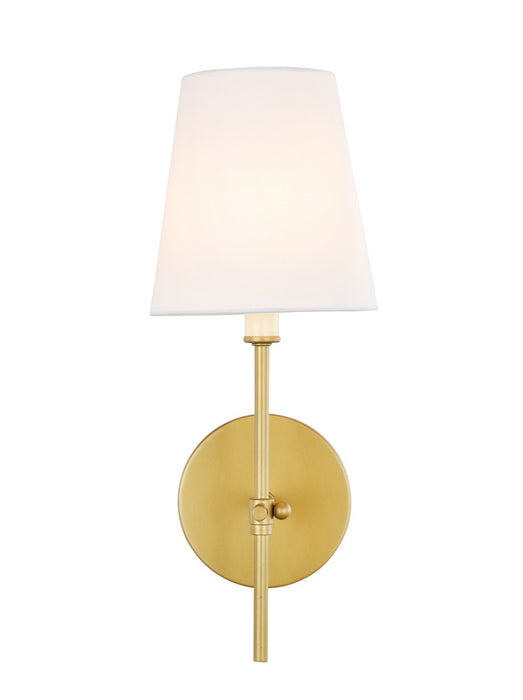 Mel 1-Light Wall Sconce in Brass & White Shade