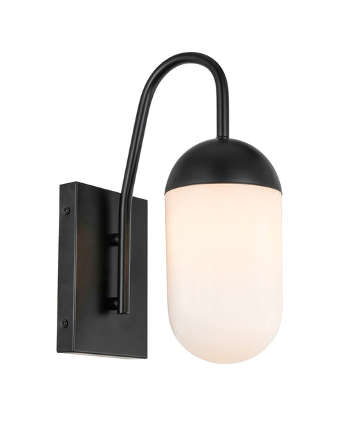 Kace 1-Light Wall Sconce in Black & Frosted White Glass