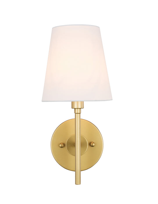 Cason 1-Light Wall Sconce in Brass Amd White Shade