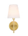 Cason 1-Light Wall Sconce in Brass Amd White Shade
