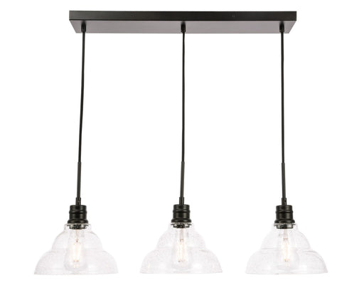 Clive 3-Light Pendant in Black & Clear Seeded Glass