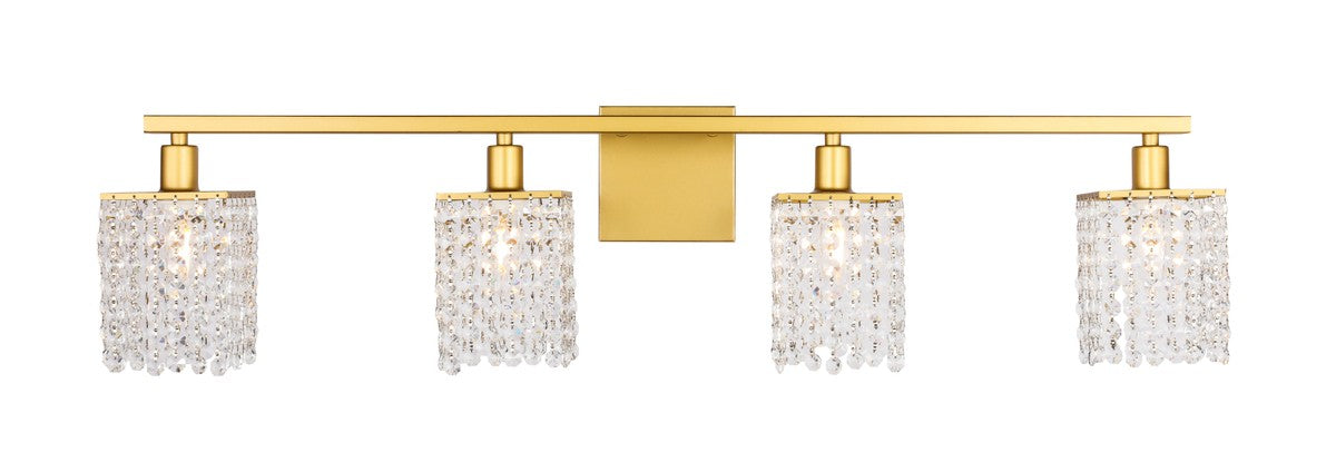 Phineas 4-Light Wall Sconce in Brass & Clear Crystals with Clear Royal Cut Crystal