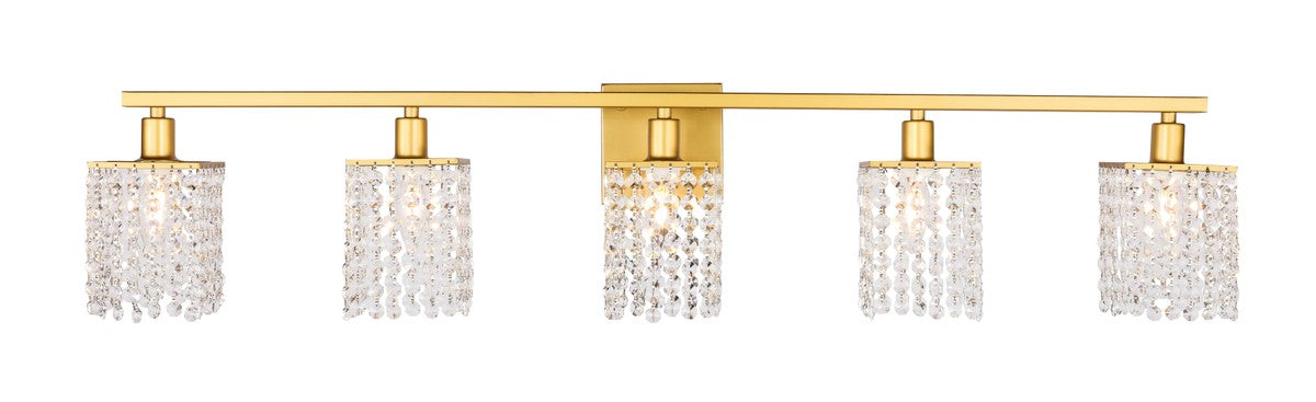Phineas 5-Light Wall Sconce in Brass & Clear Crystals with Clear Royal Cut Crystal