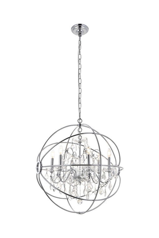 Cordelia 6-Light Pendant in Chrome with Clear royal cut Crystal
